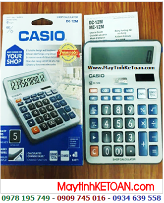 Casio DC-12M, Máy tính tiền Casio DC-12M loại 12 số Digits và có Màn hình chỉnh Lên-Xuống được 